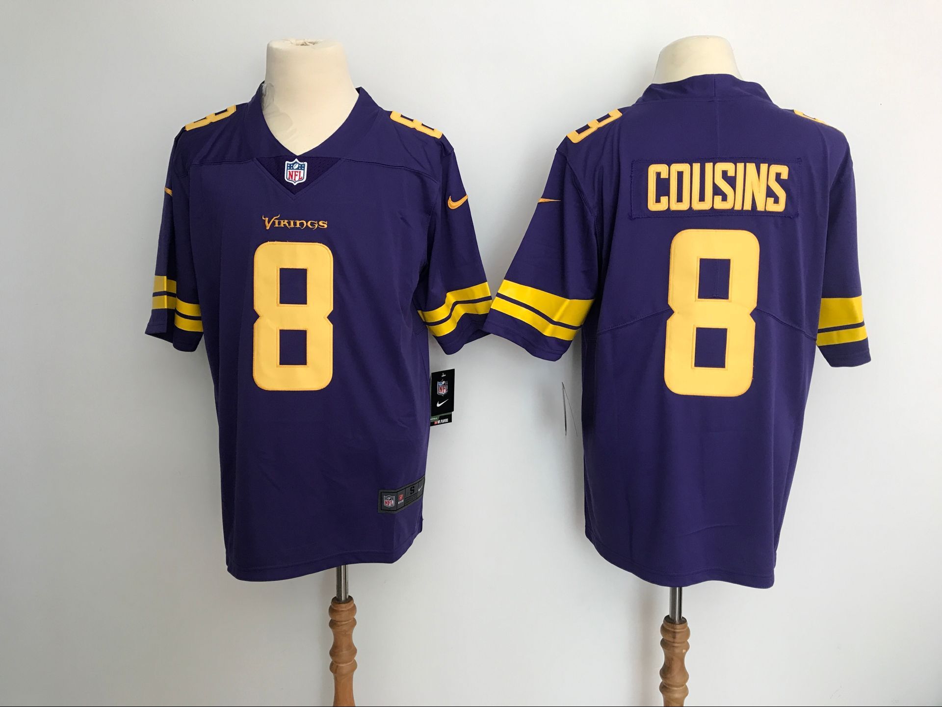 Men Minnesota Vikings #8 Cousins Purple Yellow Nike Vapor Untouchable Limited NFL Jerseys